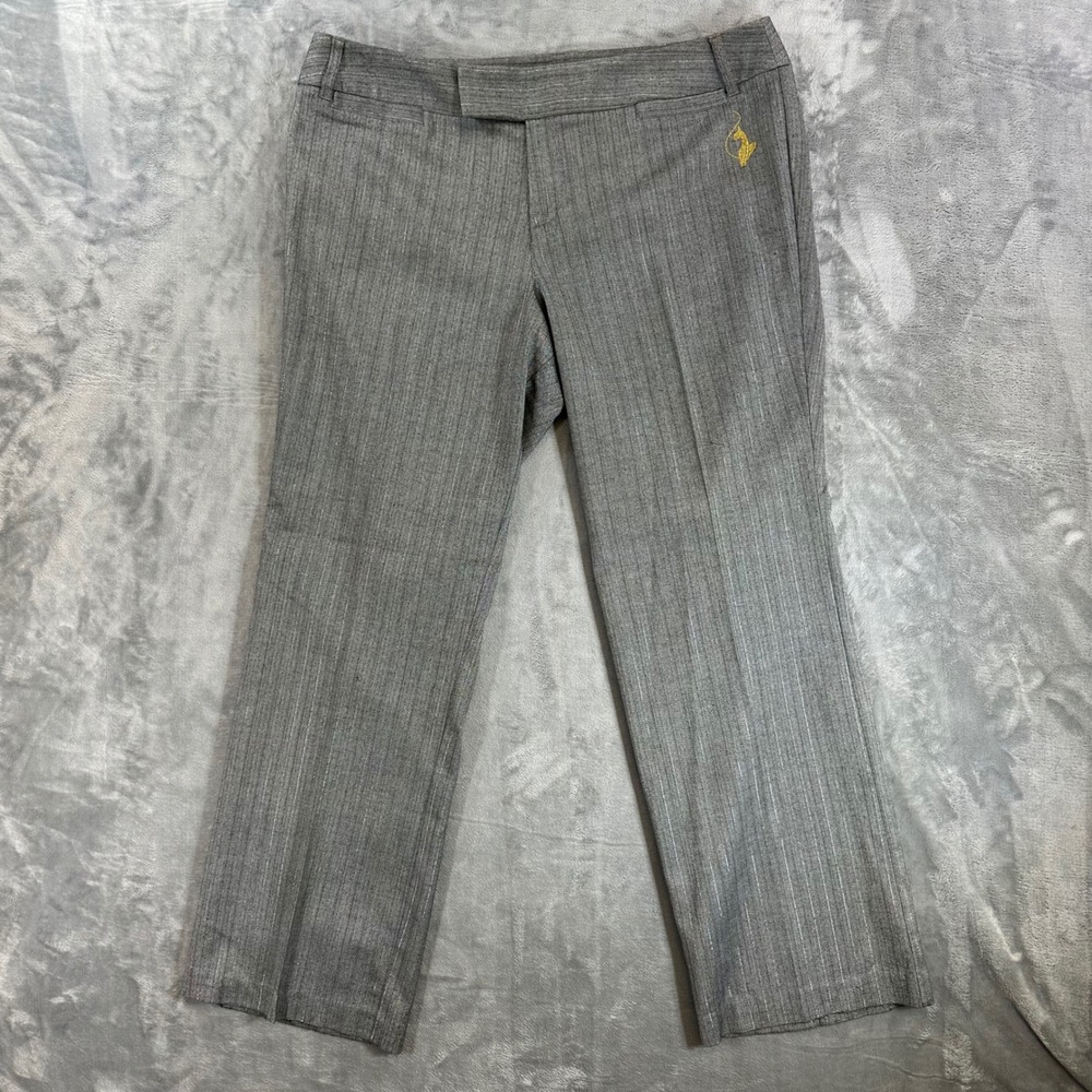 Baby Phat Wide Leg Dress Pants Women's Size 18 Gray Herringbone Trousers